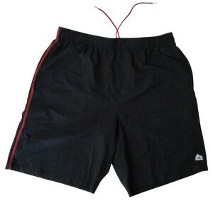 RBX Performance Mens Athletic Shorts Black Red Stripe Drawstring Size Large